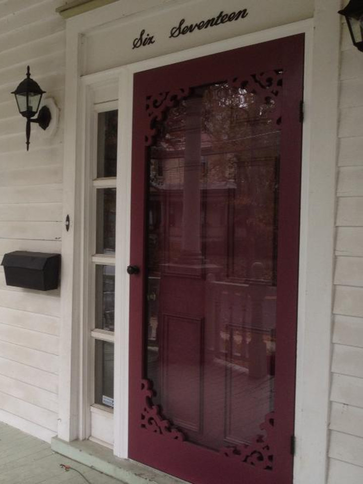 colorful vintage wooden storm door